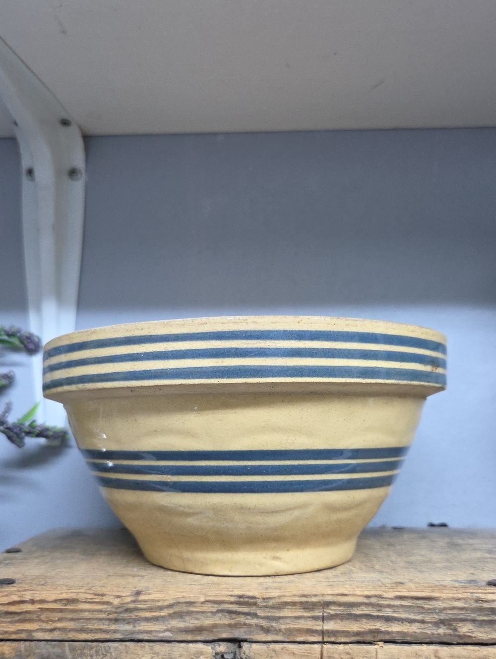 Antique Yellow Ware Ceramic Mixing Bowl